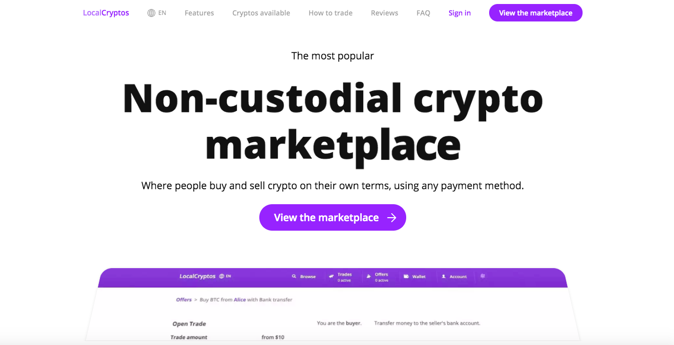 LocalCryptos Peer-to-Peer Bitcoin Exchange
